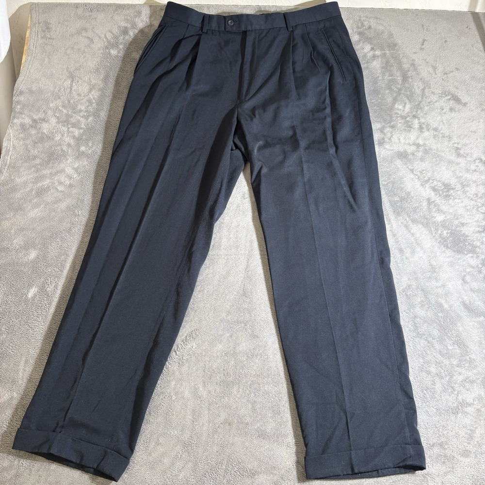 Louis Raphael LR2 Gray Black Polyester blend Mens Dress Pants 36x32